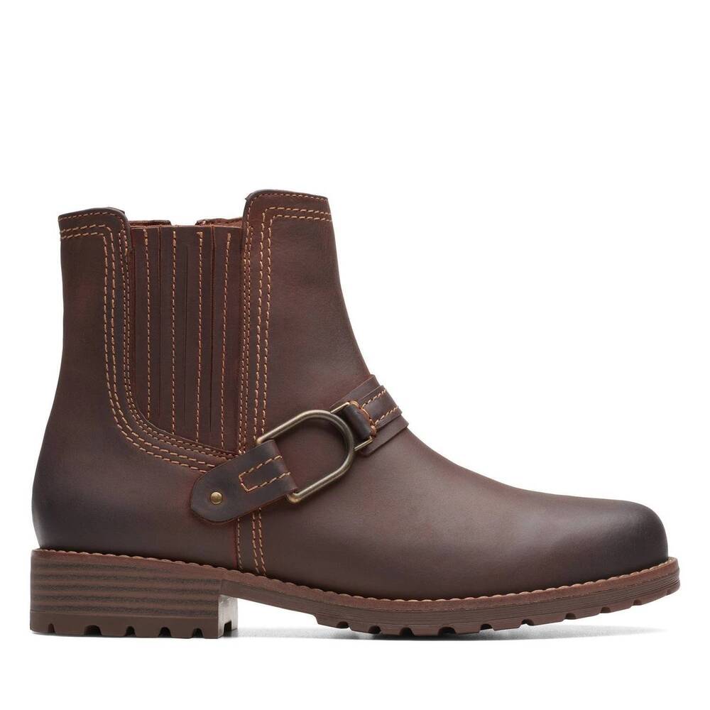 NEW CLARKS women's aspra buckle casual dress boots in british tan leather